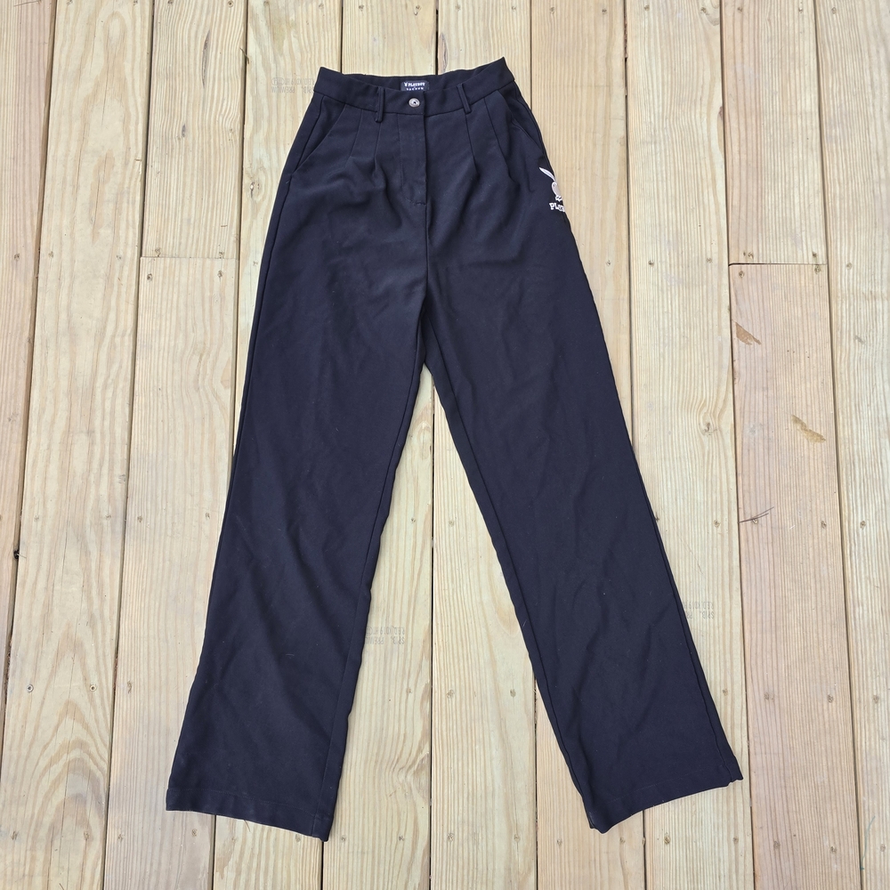 PacSun X PLAYBOY Black Women's High Waisted Straight-Leg Pants, Size XS